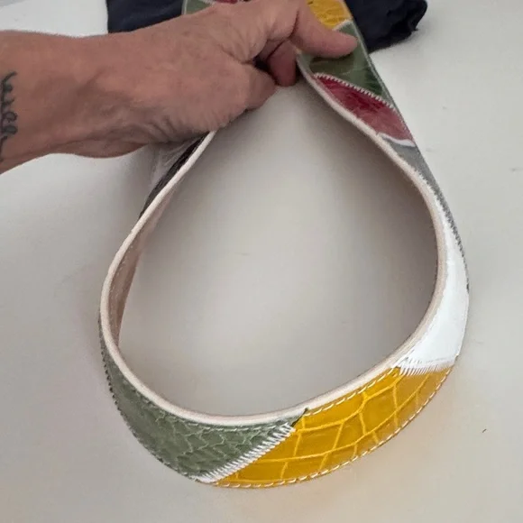 Caporicci Real genuine alligator Multicolor patchwork Leather Belt unisex